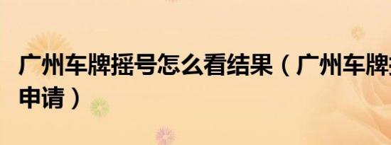广州车牌摇号怎么看结果（广州车牌摇号怎么申请）