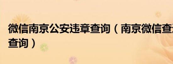 微信南京公安违章查询（南京微信查违章怎么查询）