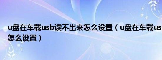 u盘在车载usb读不出来怎么设置（u盘在车载usb读不出来怎么设置）