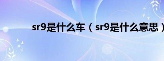 sr9是什么车（sr9是什么意思）