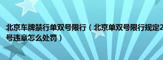 北京车牌禁行单双号限行（北京单双号限行规定2022北京限号违章怎么处罚）
