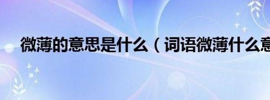 微薄的意思是什么（词语微薄什么意思）