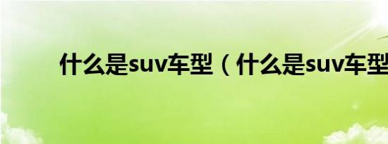 什么是suv车型（什么是suv车型）