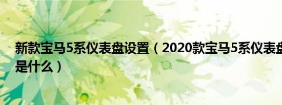 新款宝马5系仪表盘设置（2020款宝马5系仪表盘设置方法是什么）