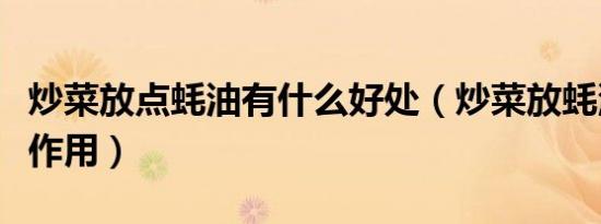 炒菜放点蚝油有什么好处（炒菜放蚝油有什么作用）