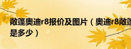 敞篷奥迪r8报价及图片（奥迪r8敞篷版售价是多少）