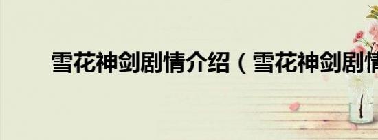 雪花神剑剧情介绍（雪花神剑剧情）