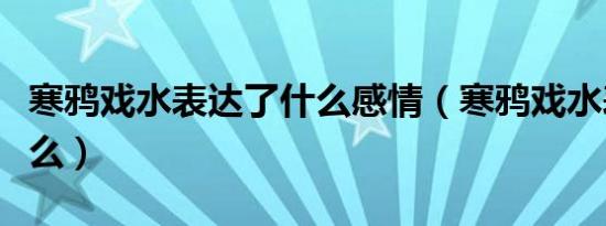 寒鸦戏水表达了什么感情（寒鸦戏水表达了什么）