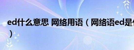 ed什么意思 网络用语（网络语ed是什么意思）
