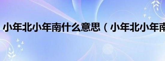 小年北小年南什么意思（小年北小年南释义）