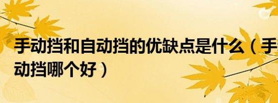 手动挡和自动挡的优缺点是什么（手动挡和自动挡哪个好）