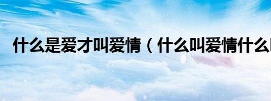 什么是爱才叫爱情（什么叫爱情什么叫爱）