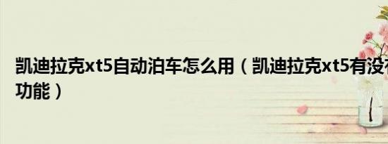 凯迪拉克xt5自动泊车怎么用（凯迪拉克xt5有没有自动泊车功能）