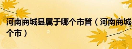 河南商城县属于哪个市管（河南商城县属于哪个市）