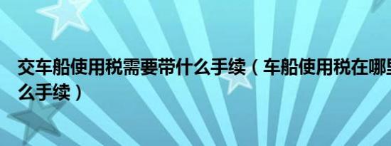 交车船使用税需要带什么手续（车船使用税在哪里交需要什么手续）