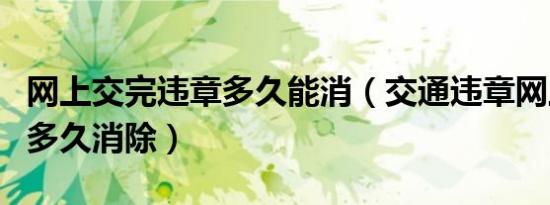 网上交完违章多久能消（交通违章网上缴费后多久消除）