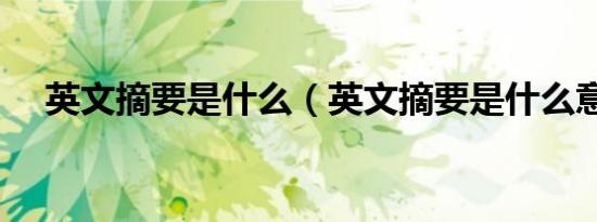 英文摘要是什么（英文摘要是什么意思）