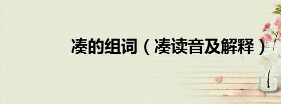 凑的组词（凑读音及解释）