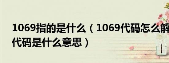1069指的是什么（1069代码怎么解决1069代码是什么意思）
