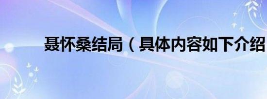 聂怀桑结局（具体内容如下介绍）