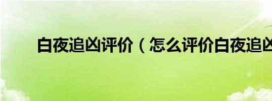 白夜追凶评价（怎么评价白夜追凶）