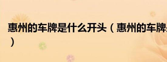 惠州的车牌是什么开头（惠州的车牌是粤什么）