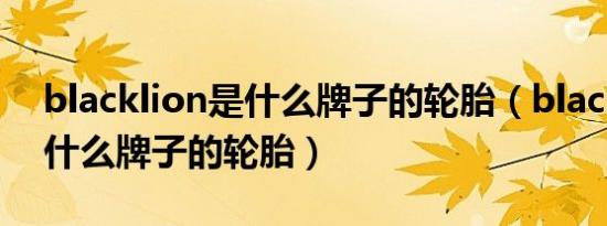 blacklion是什么牌子的轮胎（blacklion是什么牌子的轮胎）