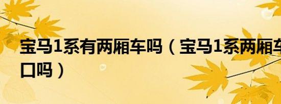 宝马1系有两厢车吗（宝马1系两厢车都是进口吗）