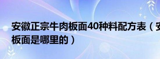 安徽正宗牛肉板面40种料配方表（安徽牛肉板面是哪里的）