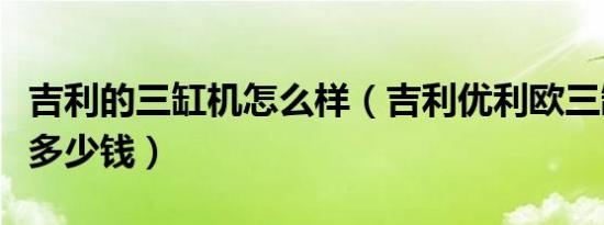 吉利的三缸机怎么样（吉利优利欧三缸发动机多少钱）