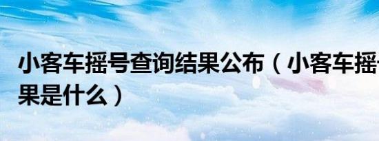 小客车摇号查询结果公布（小客车摇号查询结果是什么）