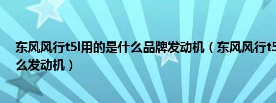 东风风行t5l用的是什么品牌发动机（东风风行t5l用的是什么发动机）