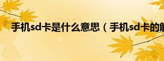 手机sd卡是什么意思（手机sd卡的解释）