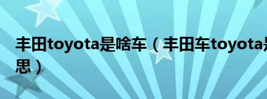 丰田toyota是啥车（丰田车toyota是什么意思）