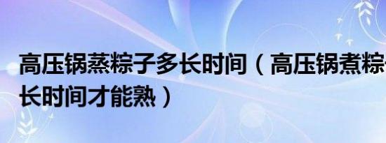 高压锅蒸粽子多长时间（高压锅煮粽子要用多长时间才能熟）