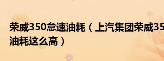 荣威350怠速油耗（上汽集团荣威350为什么油耗这么高）