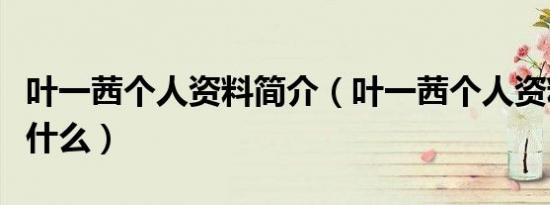 叶一茜个人资料简介（叶一茜个人资料简介是什么）