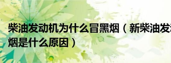 柴油发动机为什么冒黑烟（新柴油发动机冒黑烟是什么原因）