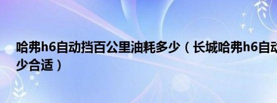 哈弗h6自动挡百公里油耗多少（长城哈弗h6自动挡油耗多少合适）