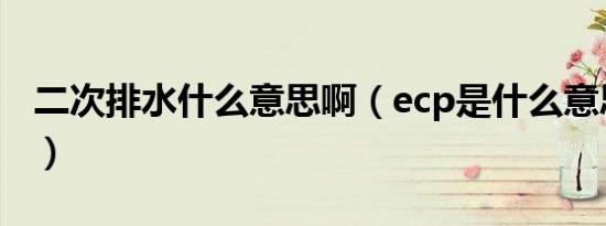 二次排水什么意思啊（ecp是什么意思车上的）