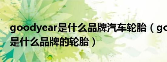 goodyear是什么品牌汽车轮胎（goodyear是什么品牌的轮胎）