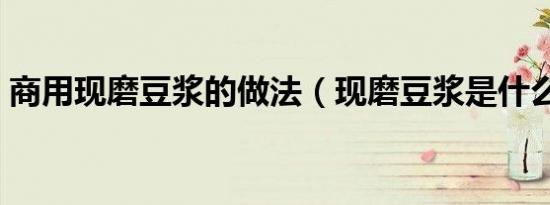 商用现磨豆浆的做法（现磨豆浆是什么意思）