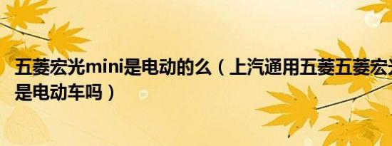 五菱宏光mini是电动的么（上汽通用五菱五菱宏光迷你mini是电动车吗）