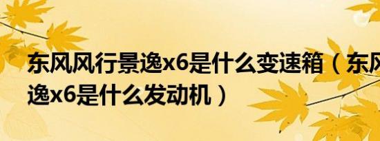 东风风行景逸x6是什么变速箱（东风风行景逸x6是什么发动机）