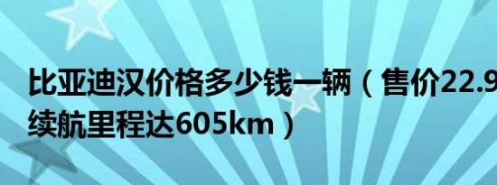 比亚迪汉价格多少钱一辆（售价22.98万纯电续航里程达605km）