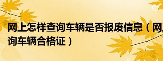 网上怎样查询车辆是否报废信息（网上怎样查询车辆合格证）