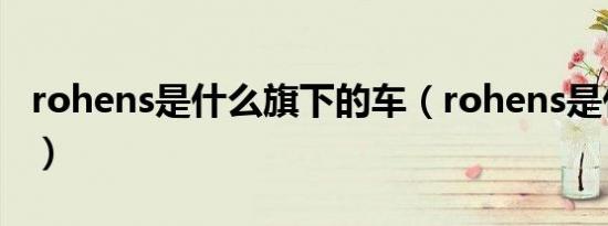 rohens是什么旗下的车（rohens是什么车标）
