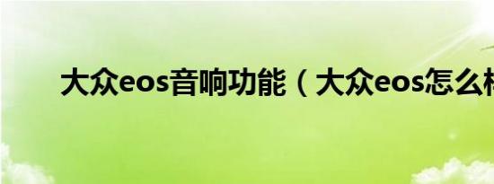 大众eos音响功能（大众eos怎么样）