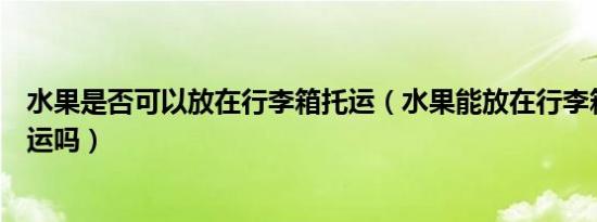 水果是否可以放在行李箱托运（水果能放在行李箱中进行托运吗）