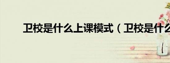卫校是什么上课模式（卫校是什么）